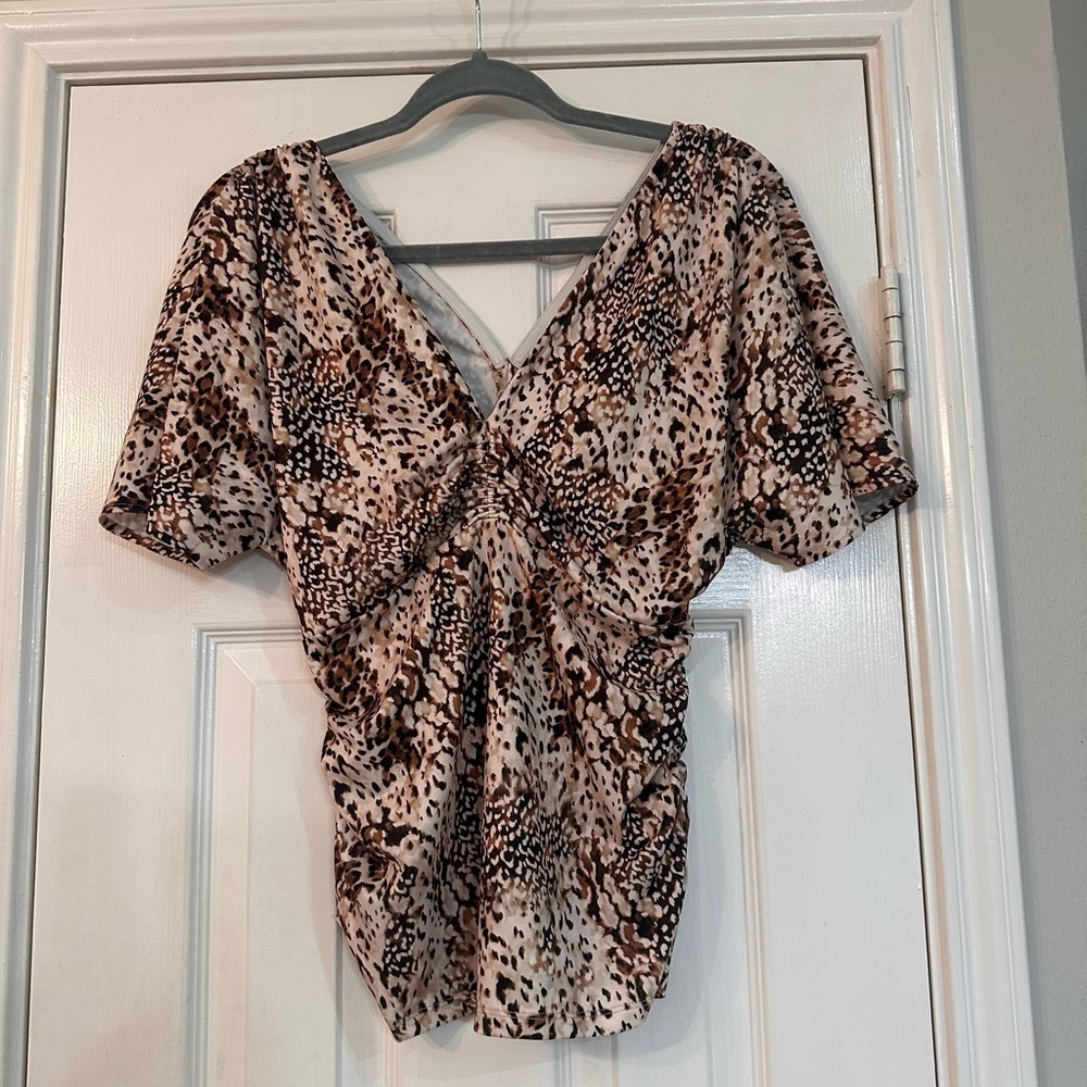 Boston Proper Animal Print V-Neck Blouse